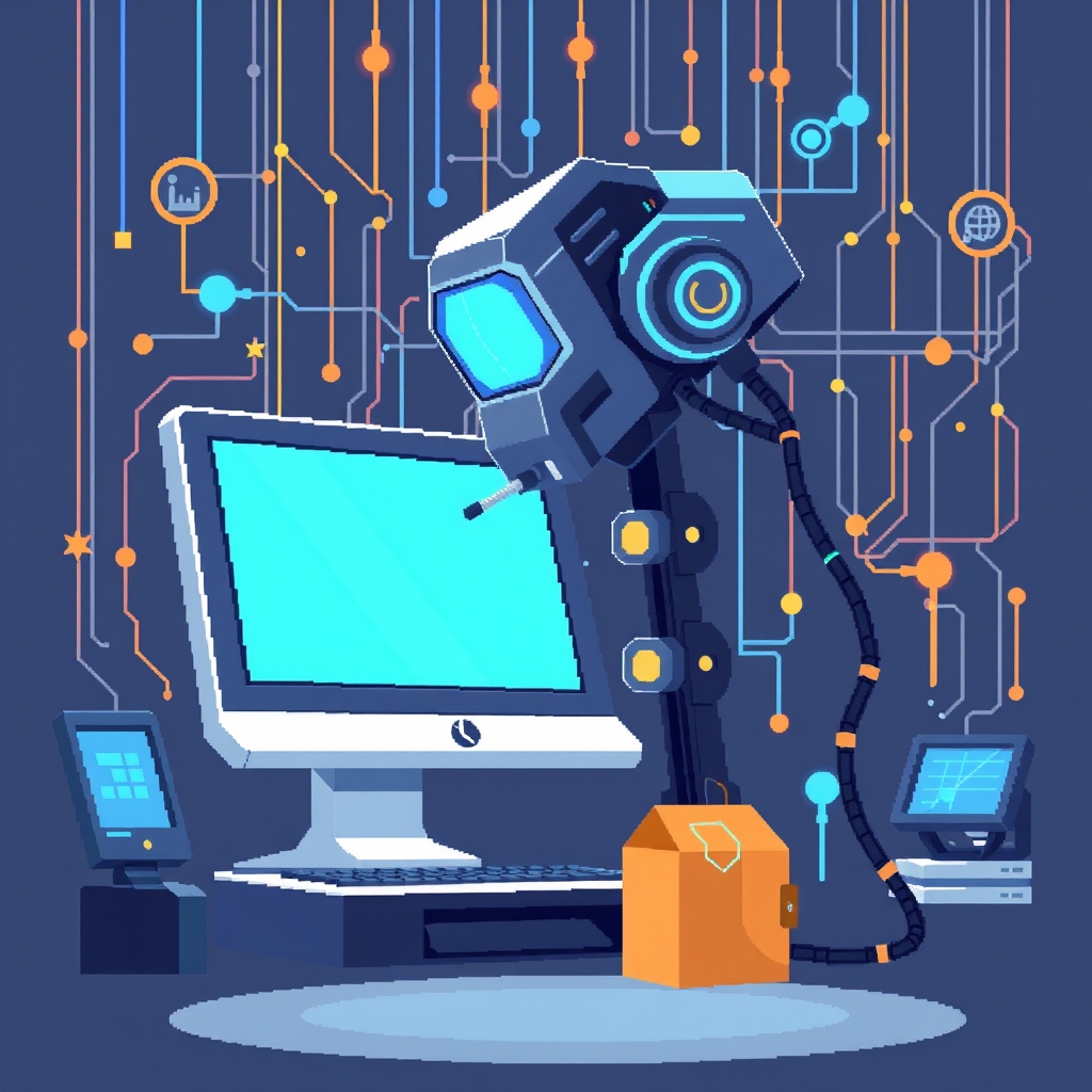 Pixel art illustration for the AI brief