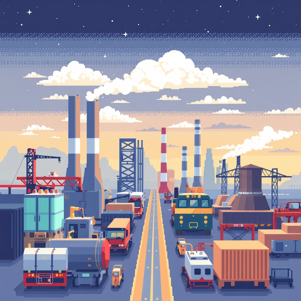 Pixel art illustration for the Industry brief