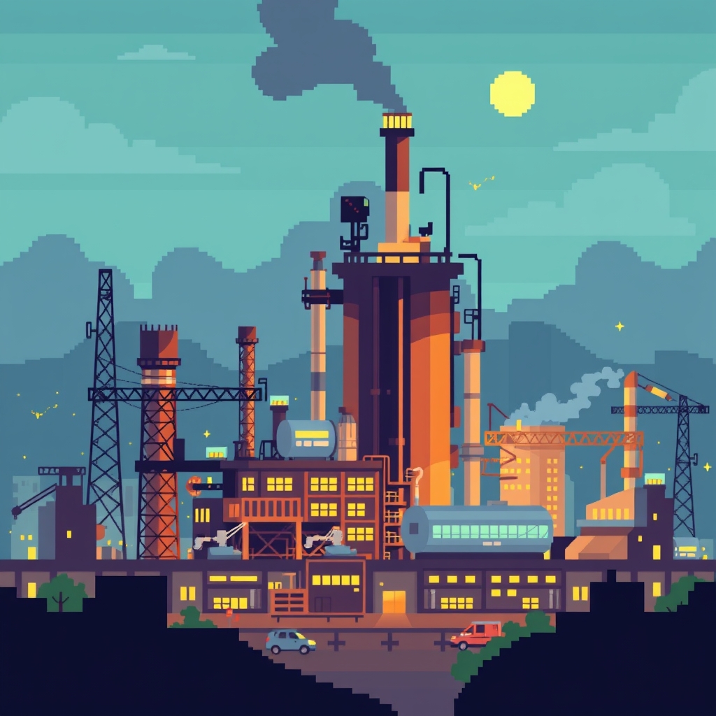 Pixel art illustration for the Industry brief