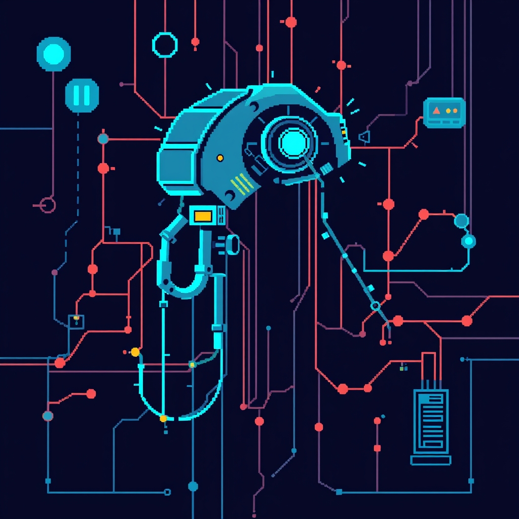 Pixel art illustration for the AI brief
