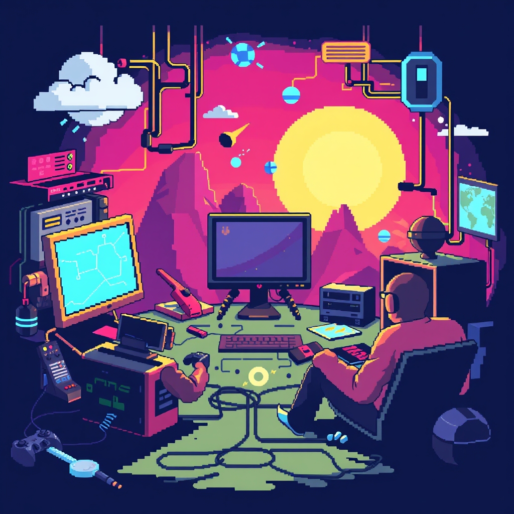 Pixel art illustration for the Gaming brief