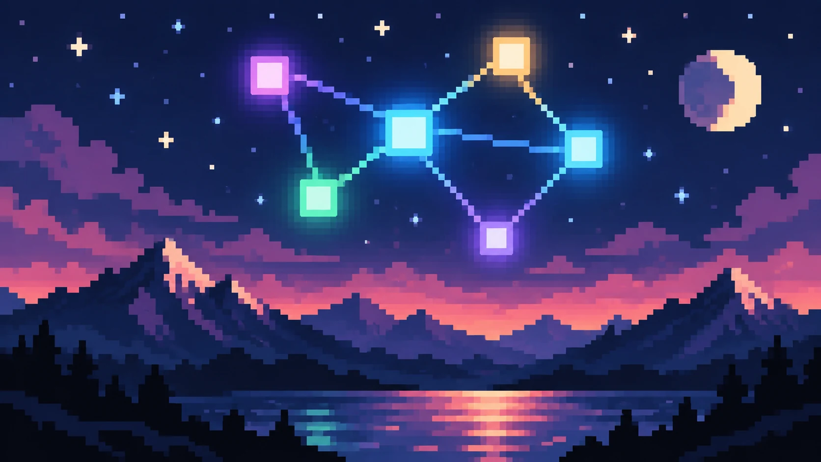 Pixel art network illustration