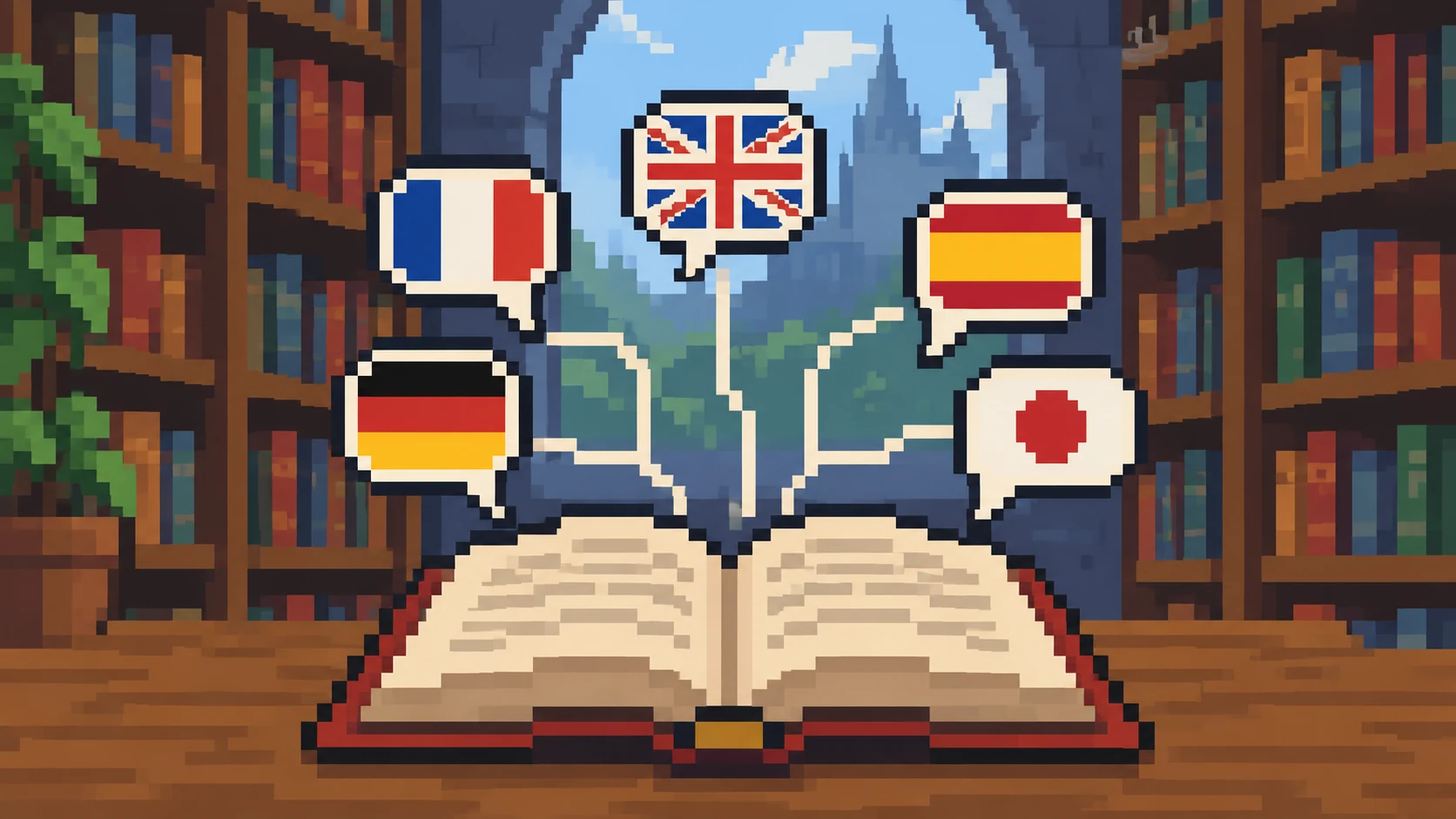Pixel art translation illustration