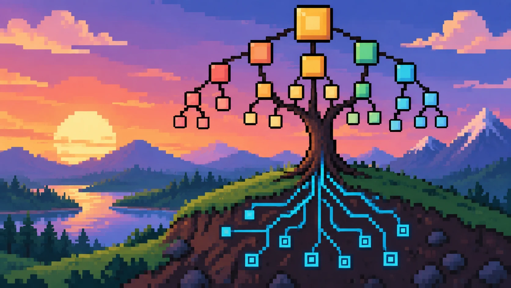 Pixel art learning illustration