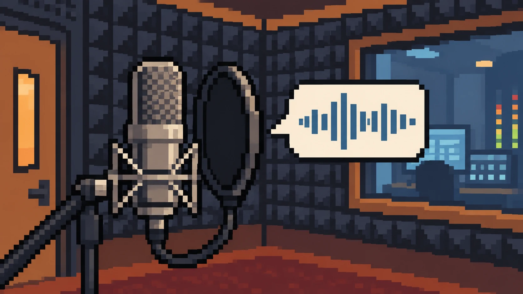 Pixel art speech illustration