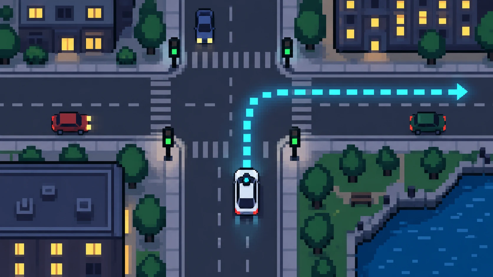 Pixel art navigation illustration