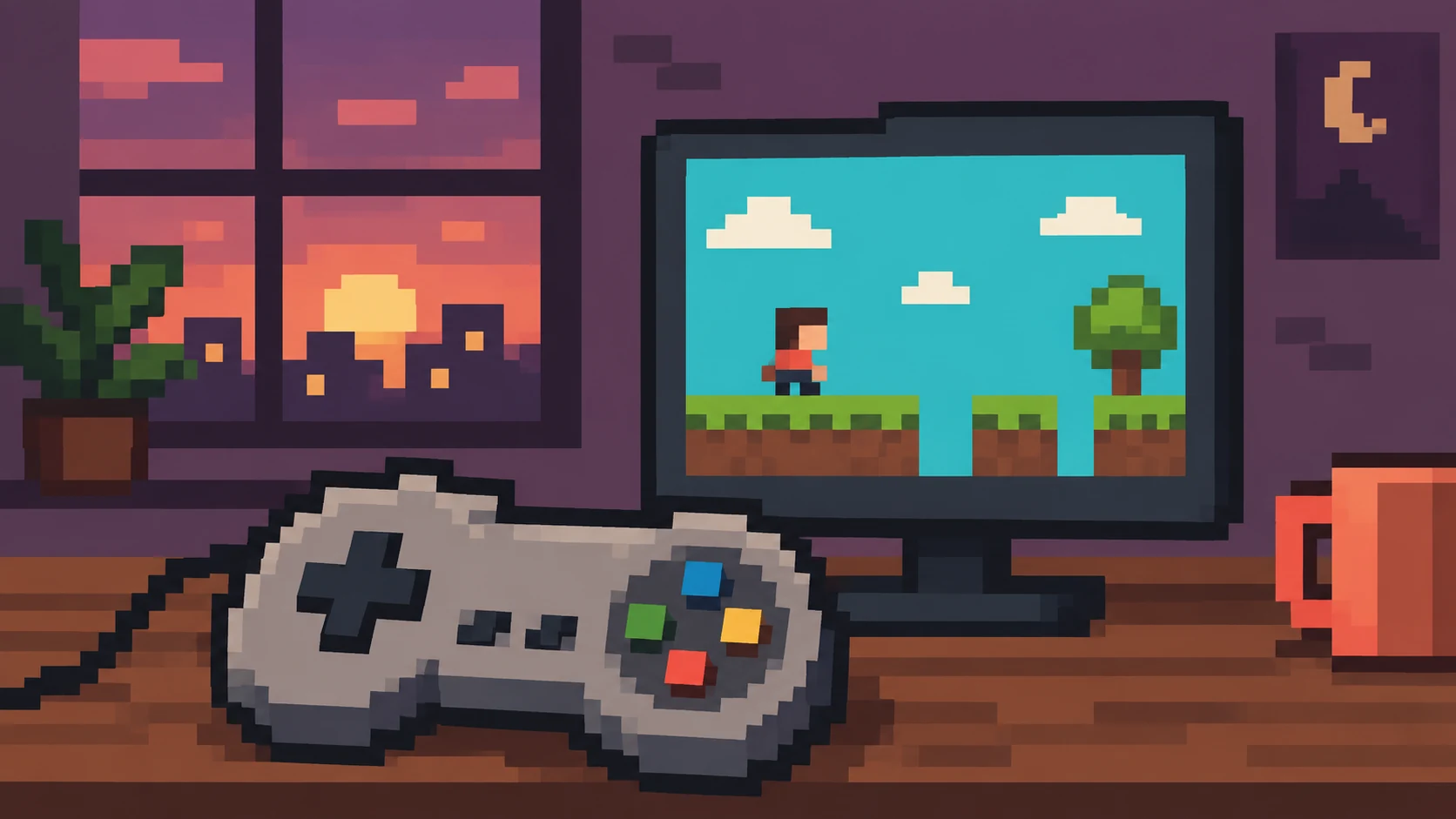 Pixel art controller illustration