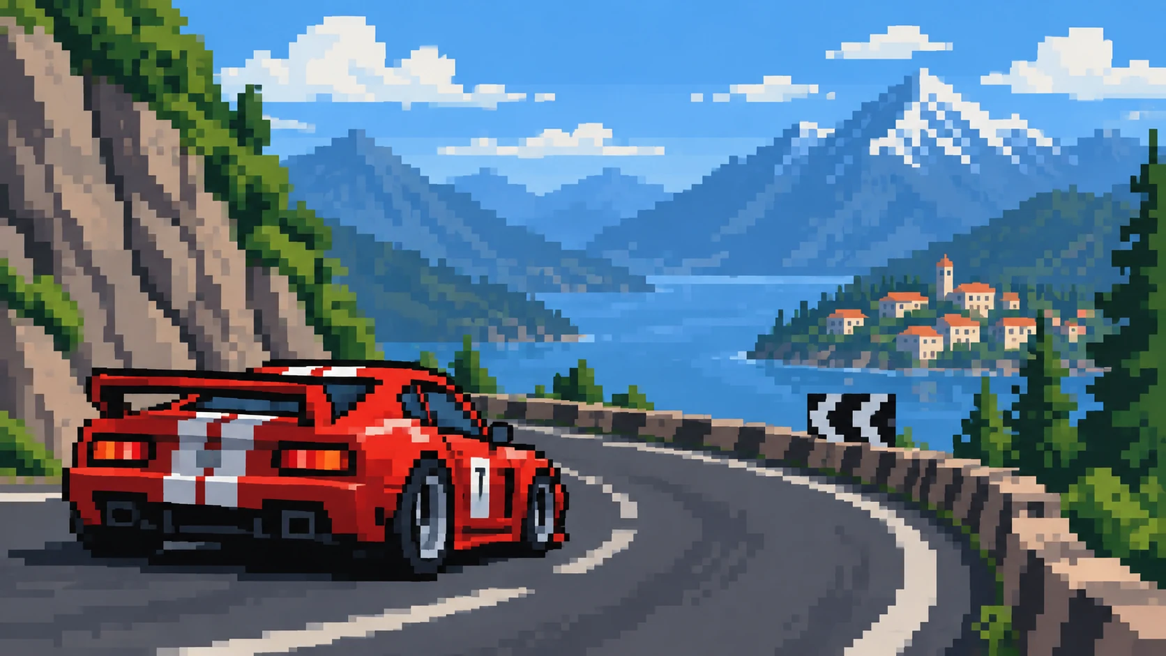 Pixel art racing illustration