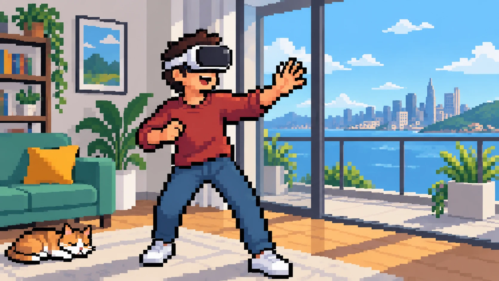 Pixel art vr illustration