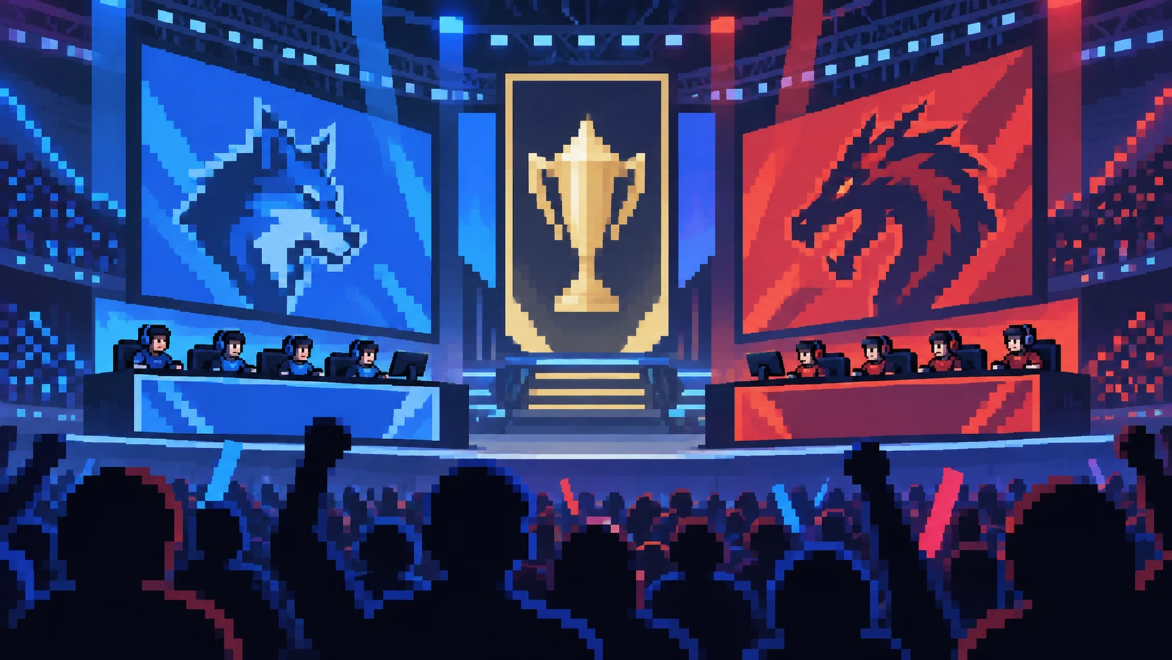 Pixel art esports illustration