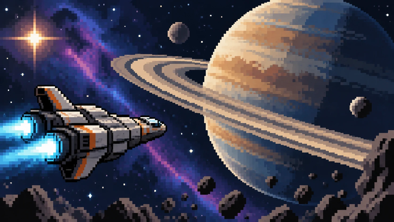 Pixel art space illustration