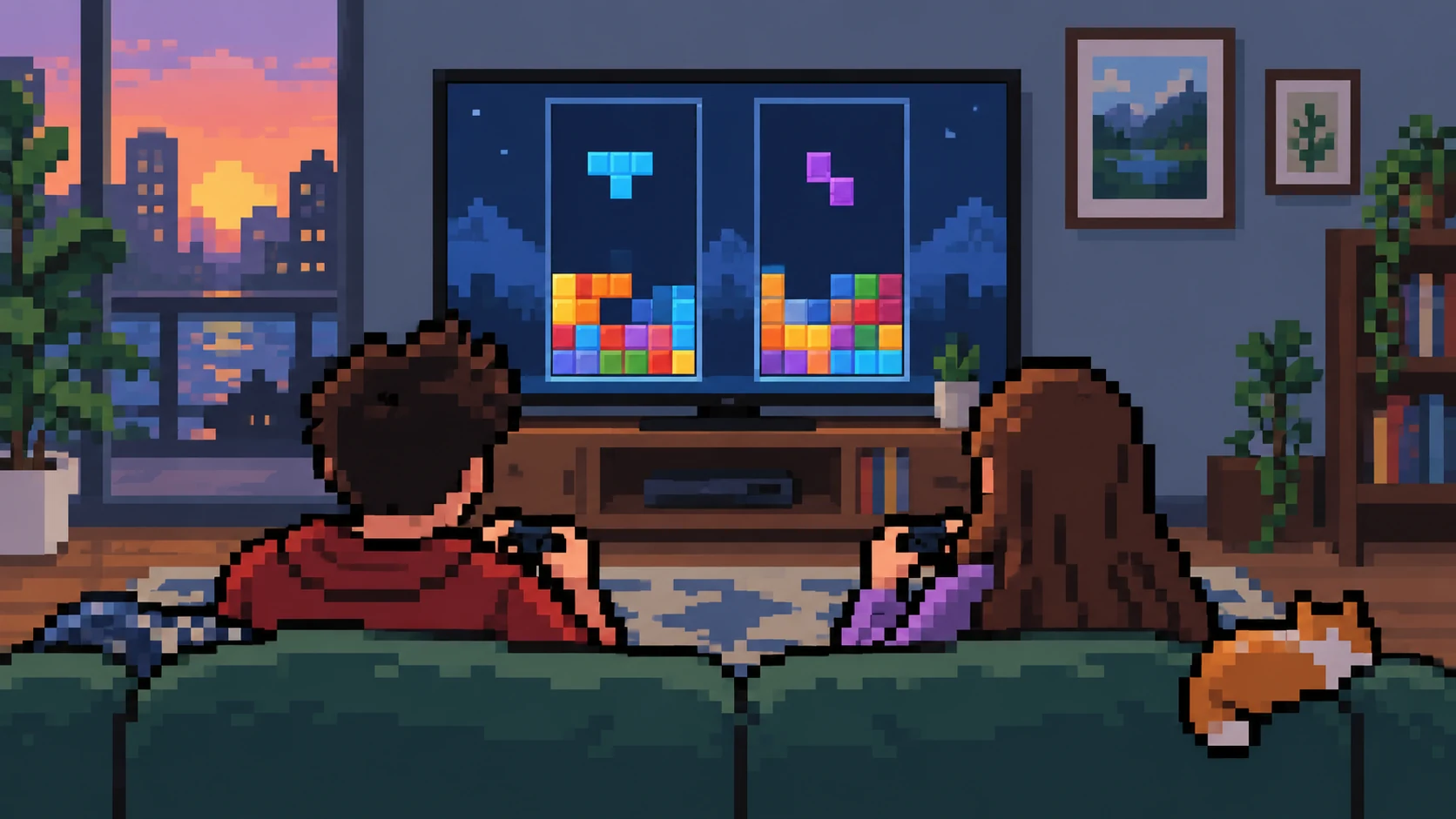 Pixel art couch illustration