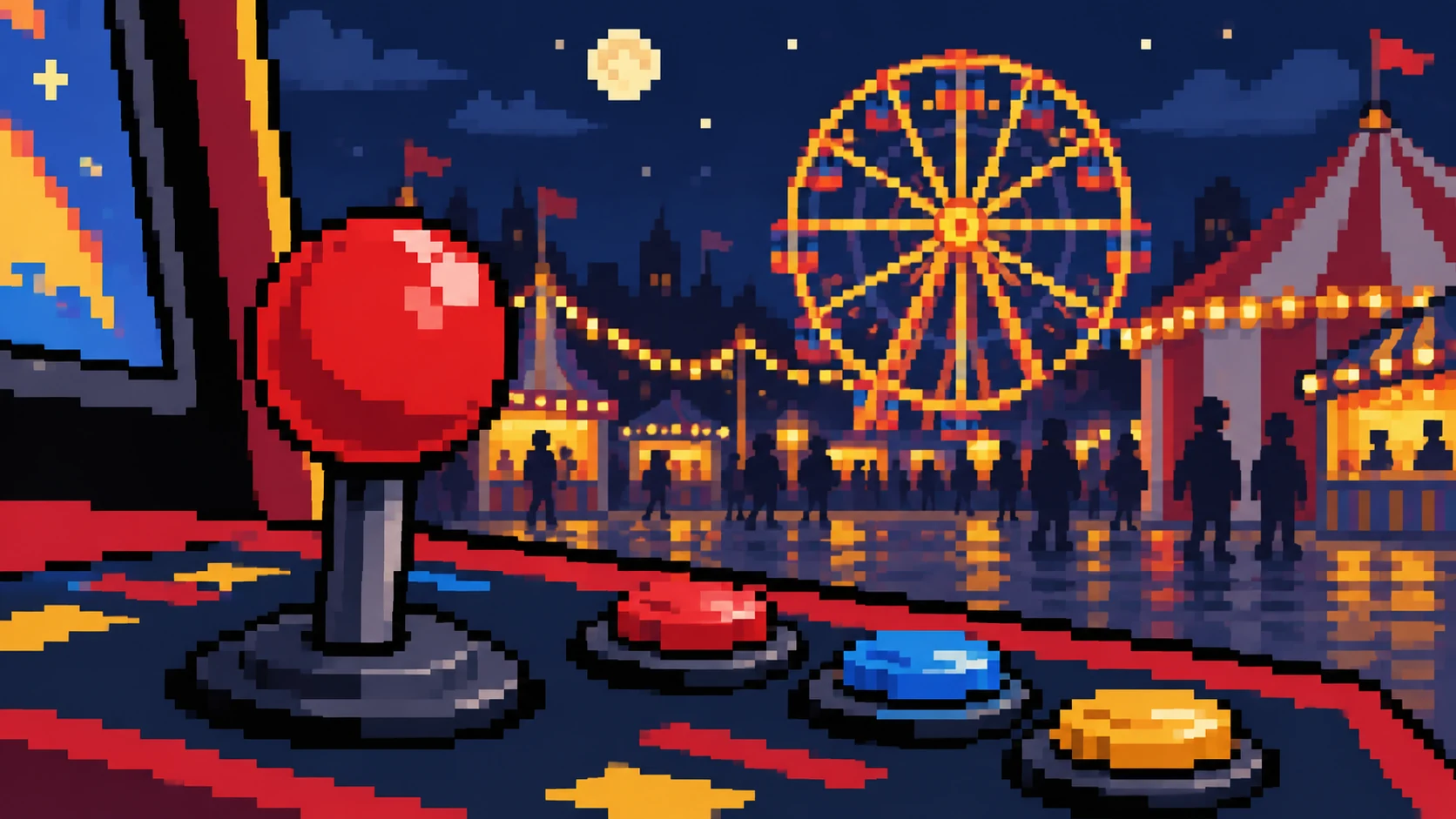 Pixel art joystick illustration