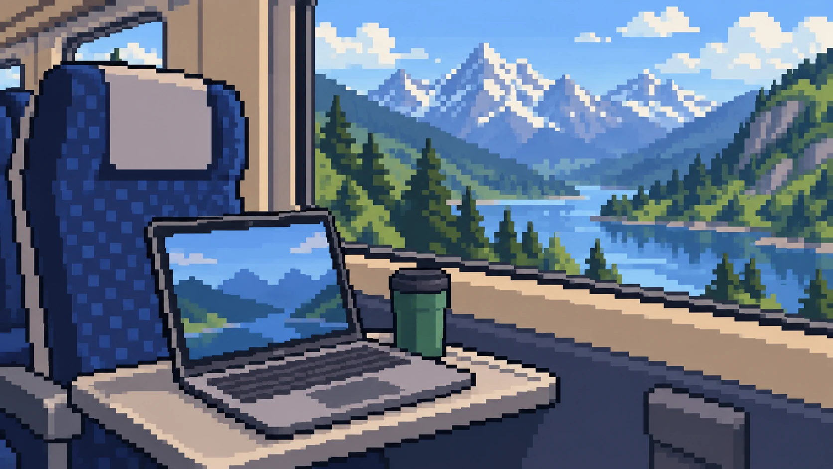 Pixel art laptop illustration