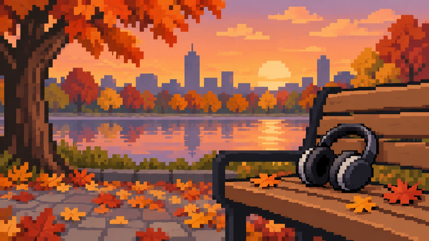 Pixel art headphones illustration