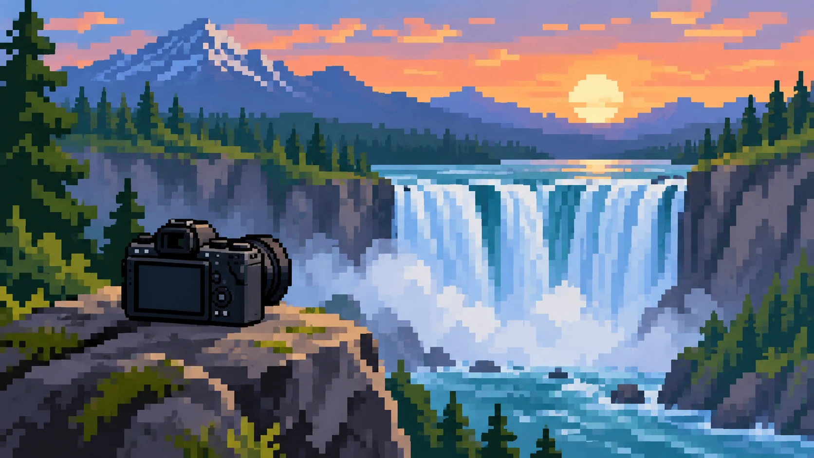 Pixel art camera illustration
