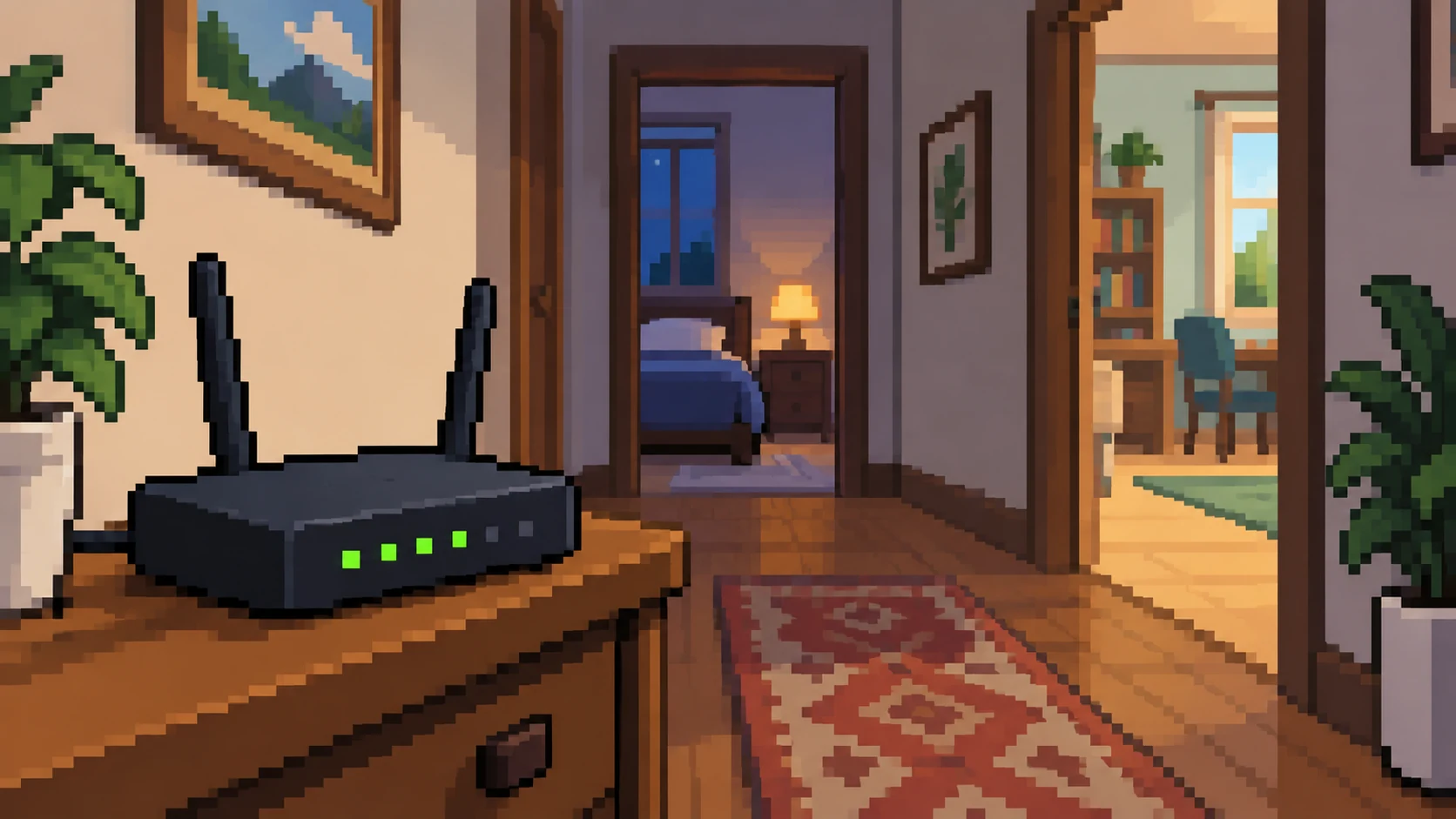 Pixel art router illustration