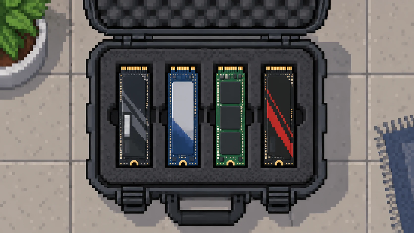 Pixel art storage illustration