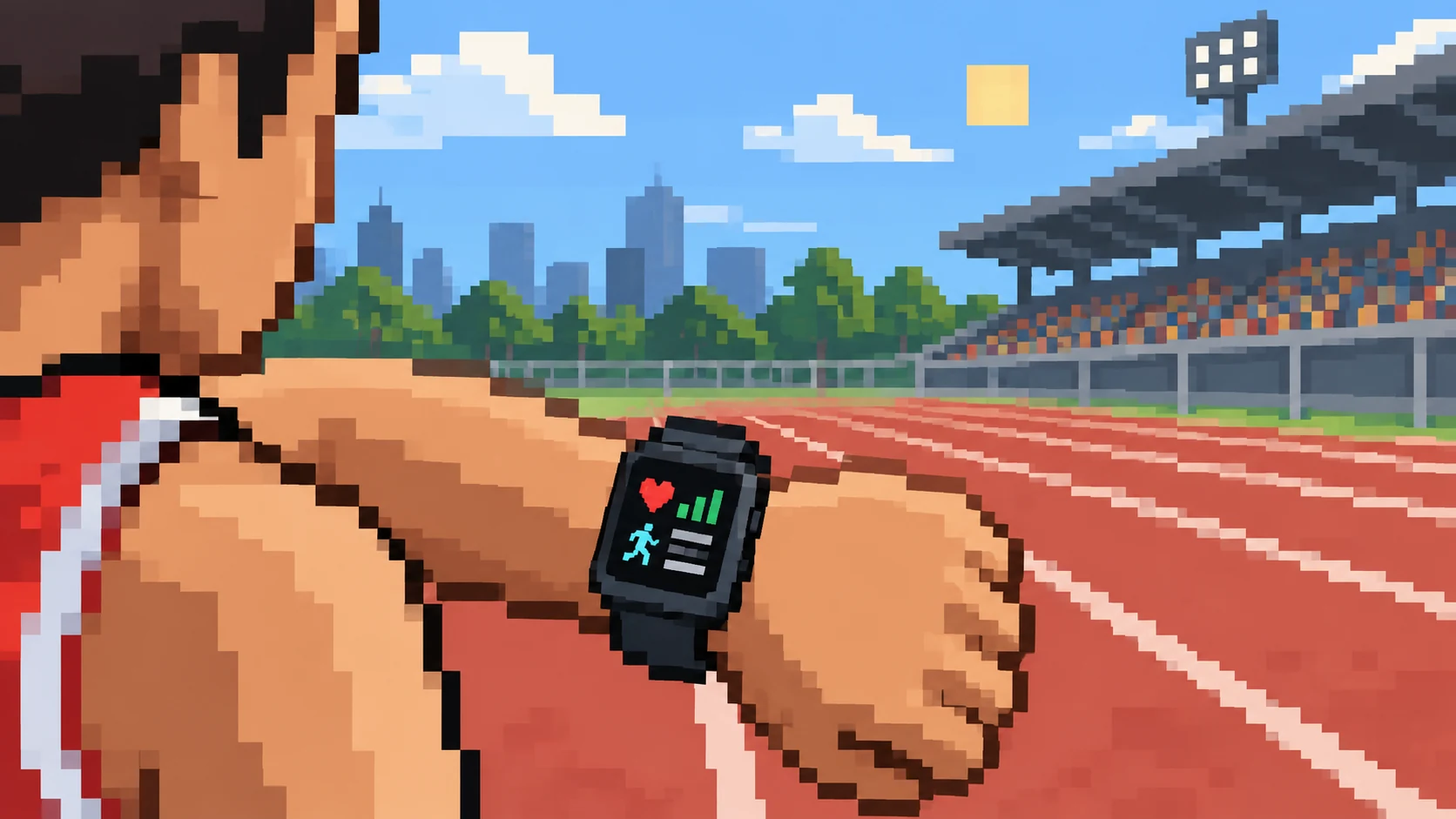 Pixel art watch illustration