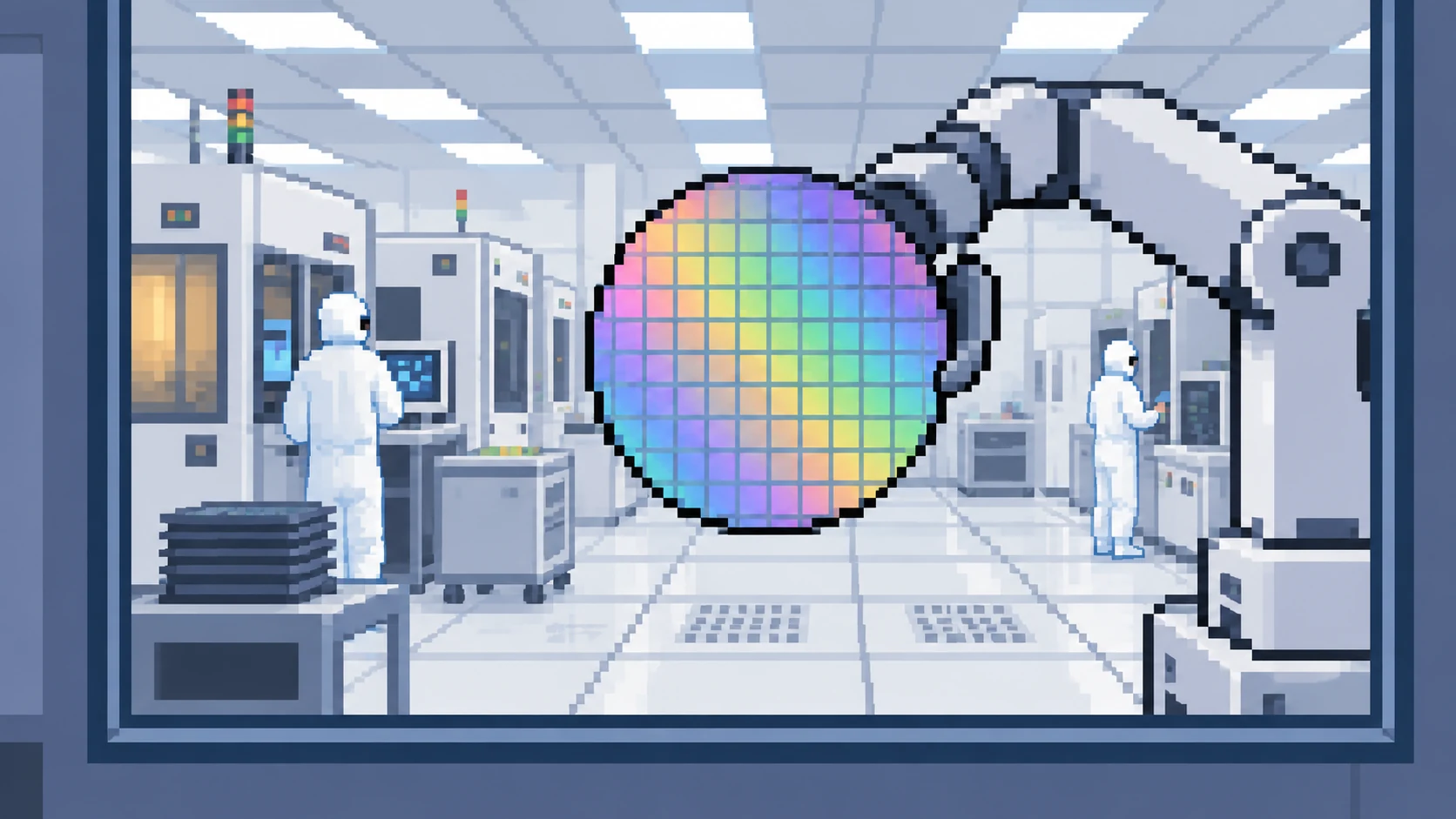 Pixel art fabrication illustration
