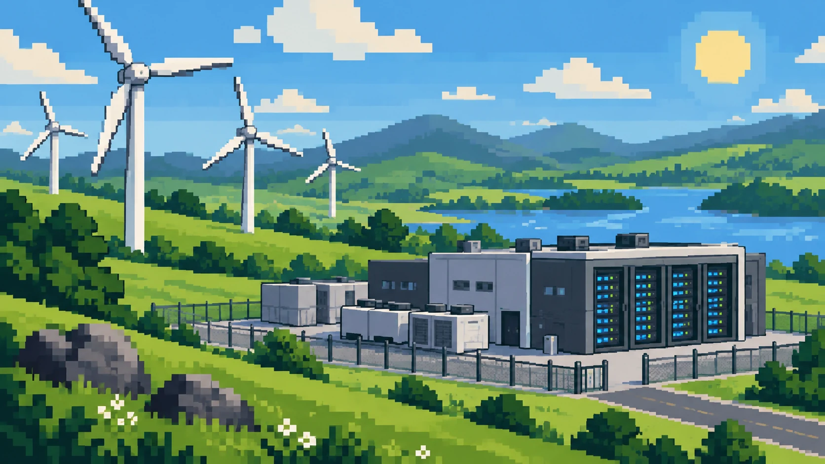 Pixel art renewable illustration