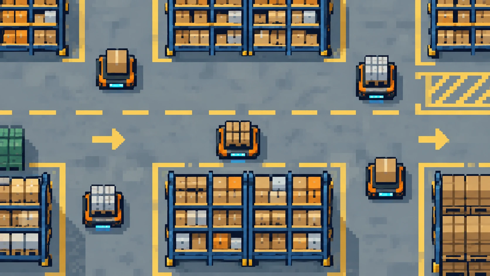 Pixel art warehouse illustration