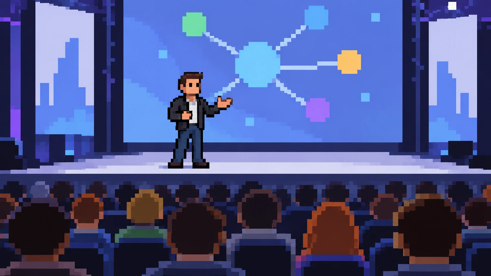 Pixel art conference illustration