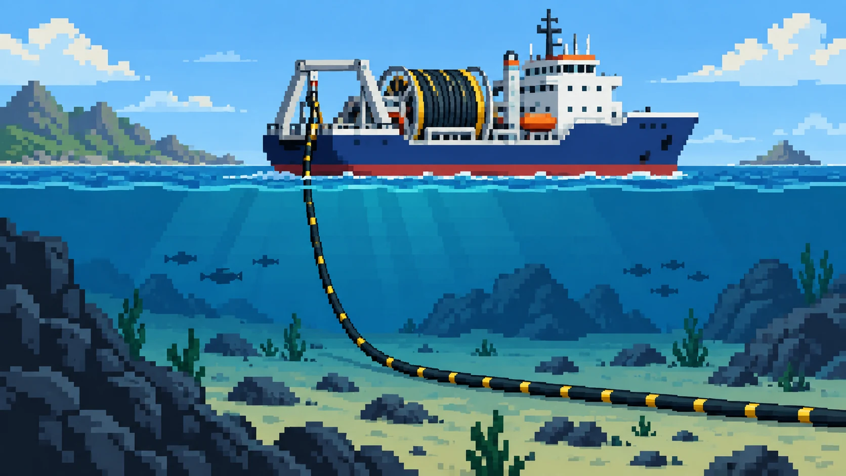 Pixel art cables illustration