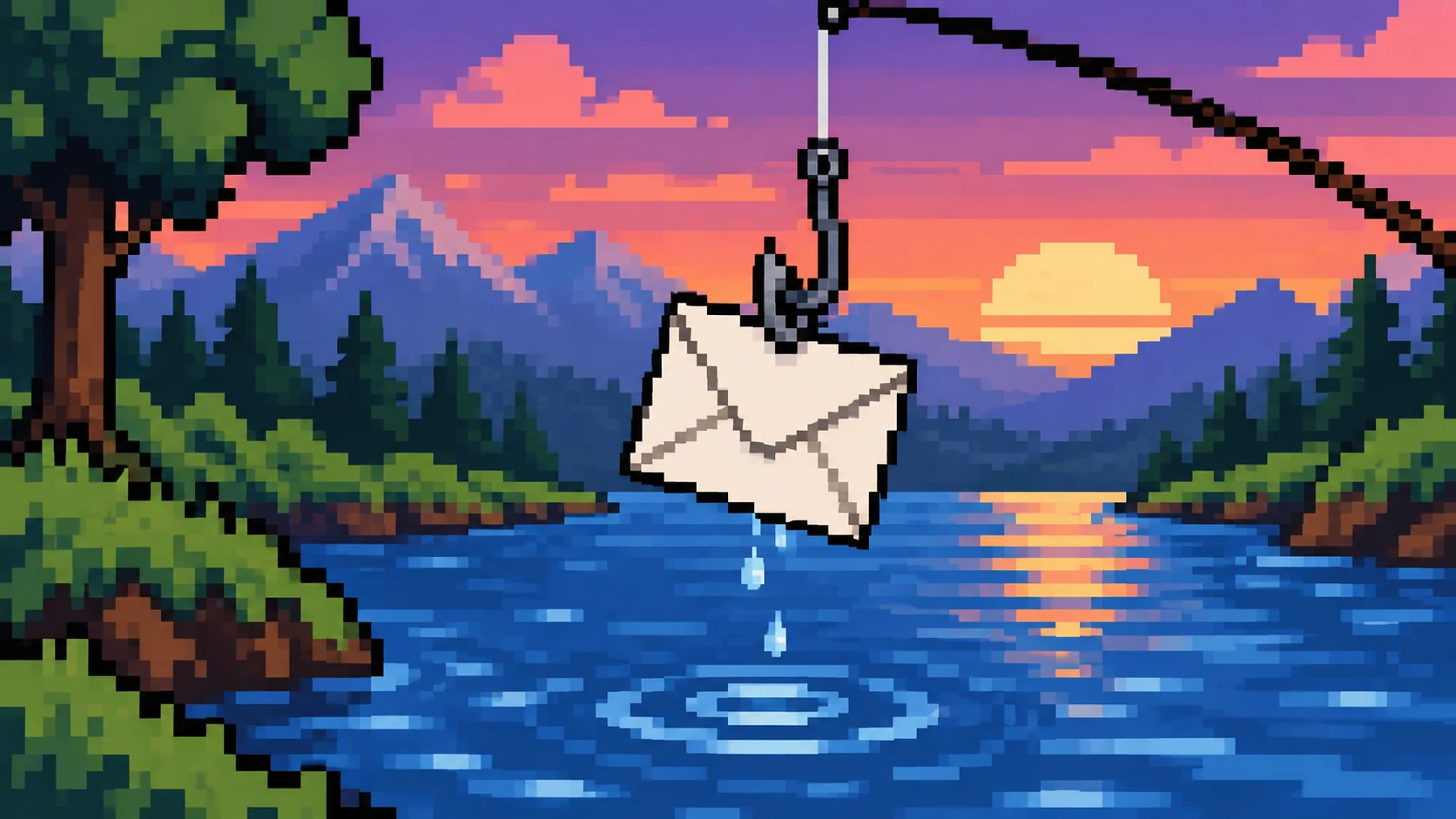 Pixel art phishing illustration