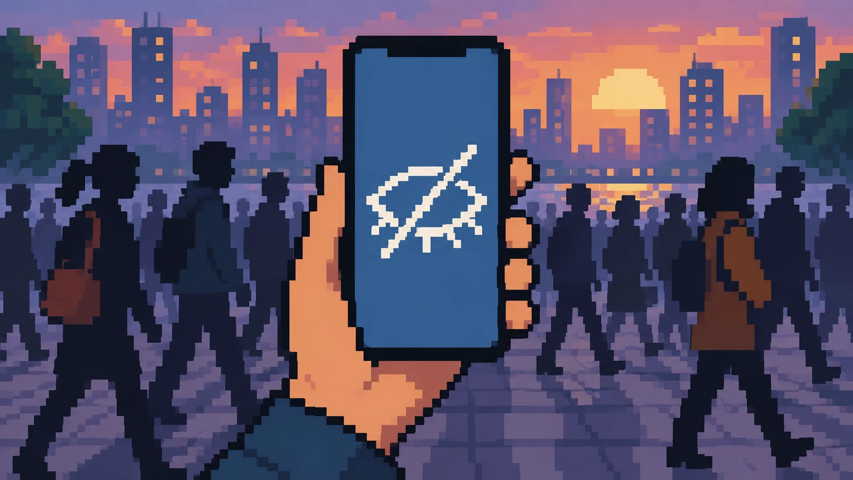 Pixel art privacy illustration