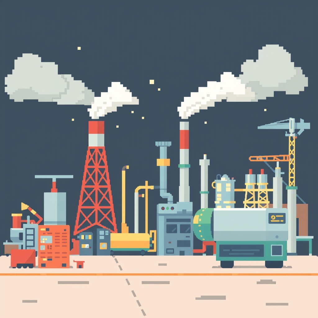 Pixel art illustration for the Industry brief